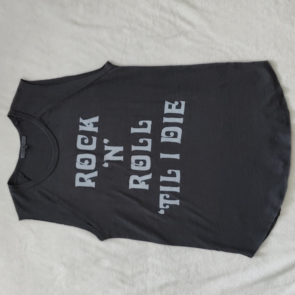 131. Junk Food Clothing Rock N Roll Tank | Color: Dark Grey - Picture 2 of 7